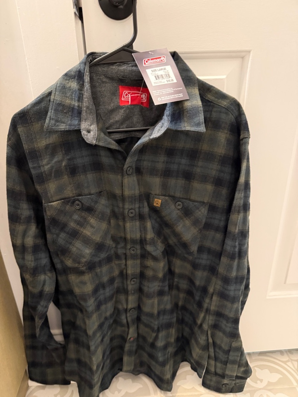 Coleman Olive and Navy Plaid Flannel Shirt